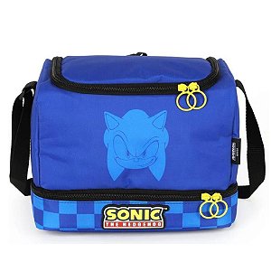 Lancheira Térmica Infantil Sonic Azul Quadriculada Luxcel