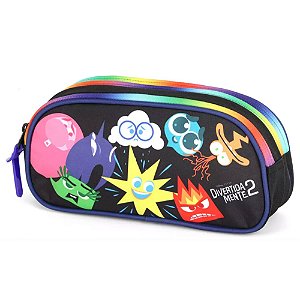 Estojo Escolar Triplo Divertidamente 2 Luxcel Preto