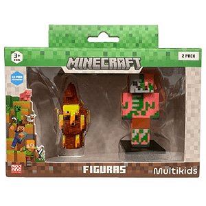 Minecraft Pack 2 Mini Figuras Piglin e Zombie Piglin Multikids