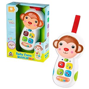 Baby Fone Musical Com Luz Macaco Braskit