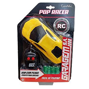 Carro Controle Remoto Pop Racer Garagem Candide Amarelo