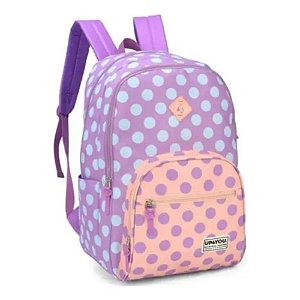 Mochila De Costas Poá Lilás E Azul Up4You