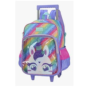 Mochila Rodinhas Unicórnio Lilas Luxcel