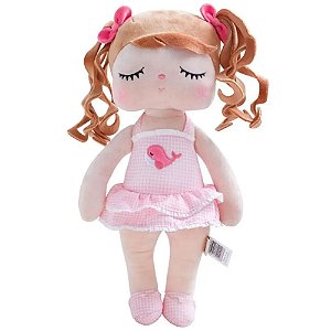 Boneca Metoo Angela Poppy Baleia Vestido Rosa 33cm Bupbaby
