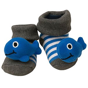 Meia Antiderrapante Para Bebê Plin Baby Baleia
