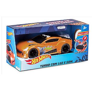 Hot Wheels Carro Turbo Com Luz E Som Laranja Multikids