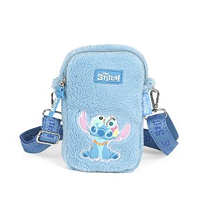 Bolsa Sintética Stitch Azul Peluda Luxcel Disney