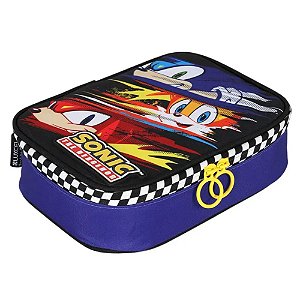 Estojo Escolar Box Sonic 100 Canetas Luxcel Azul