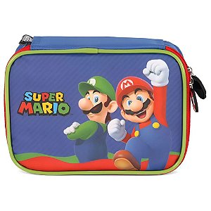 Estojo Escolar Box Super Mario  E Luigi 100 Canetas Luxcel