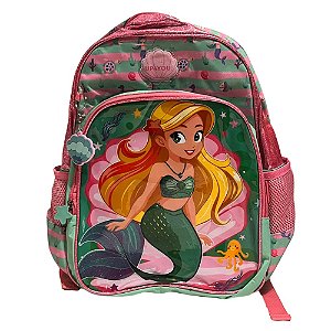 Mochila De Costas Sereia Verde E Rosa Luxcel