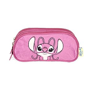Estojo Triplo Escolar Angel Luxcel Pelúcia Rosa
