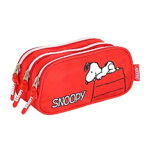 Estojo Triplo Snoopy Vermelho Luxcel