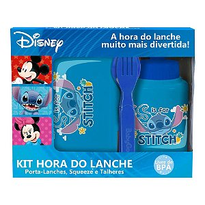 Kit Lancheira 3 Em 1 Hora Do Lanche Stitch Dermiwil Azul