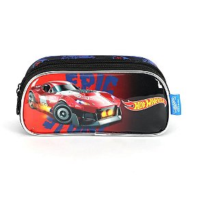 Estojo Escolar Duplo Hot Wheels Champion Vermelho Luxcel