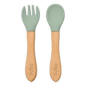 Buba Kit Talheres Silicone De Bambu Verde
