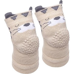 Joelheira Antiderrapante Urso Bege Buba Para Bebê 6M