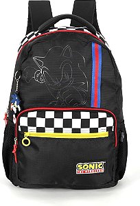 Mochila De Costas Sonic Quadriculada Preta Luxcel