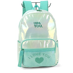 Mochila De Costas Verde Cintilante I Love You Luxcel