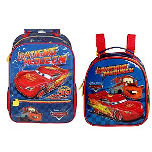 Kit Escolar Mochila e Lancheira Carros McQueen