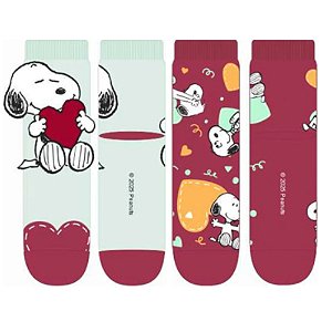 Kit 2 Pares Soquete Infantil Snoopy TAM 23 à 26