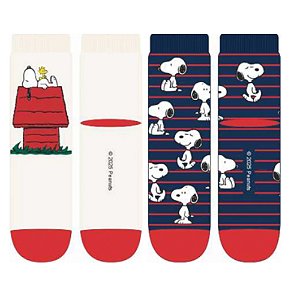 Kit 2 Pares Soquete Infantil Snoopy TAM 23 à 26