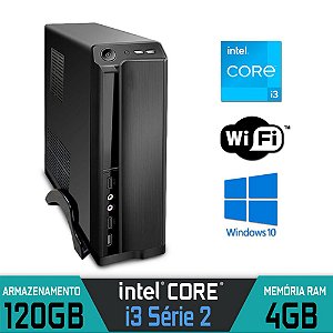 Computador Slim Intel Core i3 Série 2, RAM 4GB, SSD 120GB, Windows 10 Pro