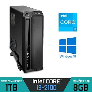 Computador Slim Intel Core i3-2100 RAM 8GB HD 1TB Windows 10