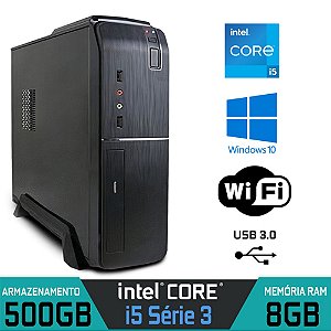 Computador Slim Intel Core i5 Série 3, RAM 8GB, SSD 500GB, WIFI, USB 3.0, Windows 10