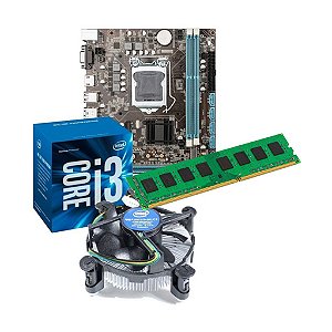 Kit Upgrade Core I3-6100 + Placa Mãe LGA 1151 + Ram 8GB DDR3 + Cooler