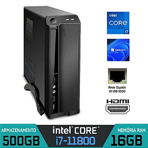 Computador Slim Intel Core i7-11800 11º Geração 16GB DDR4 SSD 480GB Windows 11 Pro
