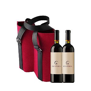 Sacola Bolsa Reutilizável Dupla Para Vino Com Alça Para Transportar 2 Garrafas - Vermelho