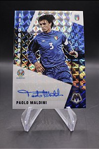 Paolo Maldini - 2021 Panini Mosaic UEFA EURO #AM-PM Silver Prizm Auto