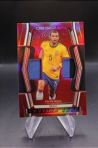 Felipe Melo - 2020-21 Obsidian Red Flood Etch Cutting Edge Dual Patch /44 Brasil