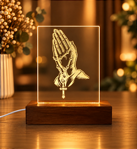 Luminária Desenho Mão com Terço - Personalize