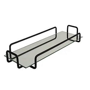 Bandeja Retangular ferro c/ espelho 29x11x4cm - Preto fosco