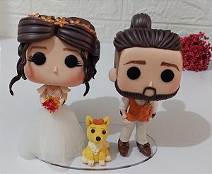 Funko Pop Casamento Personalizado (Casal e 01 Pet)