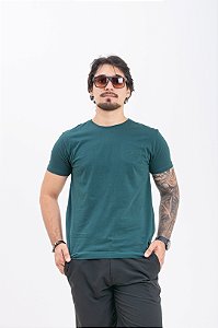 Camiseta Básica Masculina 100% Algodão Verde Escuro Essencial Pataloo