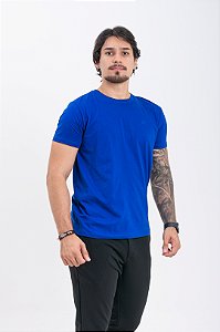 Camiseta Básica Masculina 100% Algodão Azul Royal Pataloo