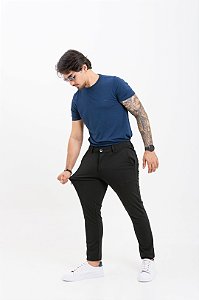 Calça Masculina Chino Tech Slim Fit Elastano Preta Pataloo