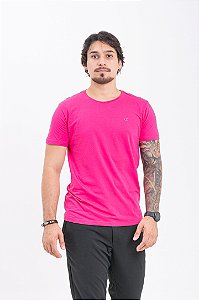 Camiseta Básica Masculina 100% Algodão Rosa Choque Essencial Pataloo