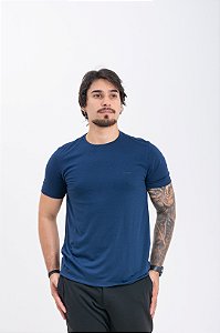 Camiseta Tech Masculina Azul Marinho Pataloo Elastano Não Amassa