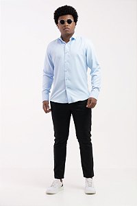 Camisa Social Luxo Azul Claro Vivacci Bambu Slim Alfaiataria