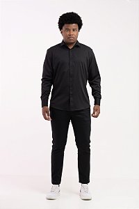 Camisa Social Preta Elite Vivacci Bambu Slim Fit Impecável