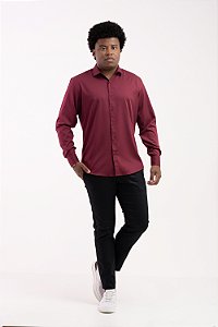Camisa Social ML Vivacci Bambu Bordô