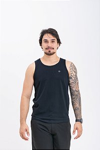 Regata Masculina Slim Algodão com Elastano Preta Básica Pataloo