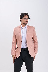 Blazer Masculino Sarja Premium Slim Fit com Elastano Rosa Claro Pataloo