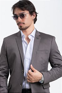 Blazer Pataloo Sarja Masculino Slim Fit Com Elastano Café