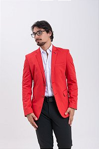 Blazer Masculino Sarja Premium Slim Fit com Elastano Vermelho Pataloo