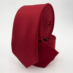 Gravata Slim Masculina Vermelha Lisa Power Tie Pataloo