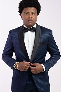 Smoking Pataloo Azul Marinho Jacquard Masculino Poliviscose